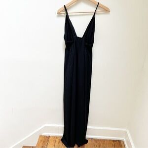 Tobi Black Spaghetti-Strap V-Neck Maxi Dress